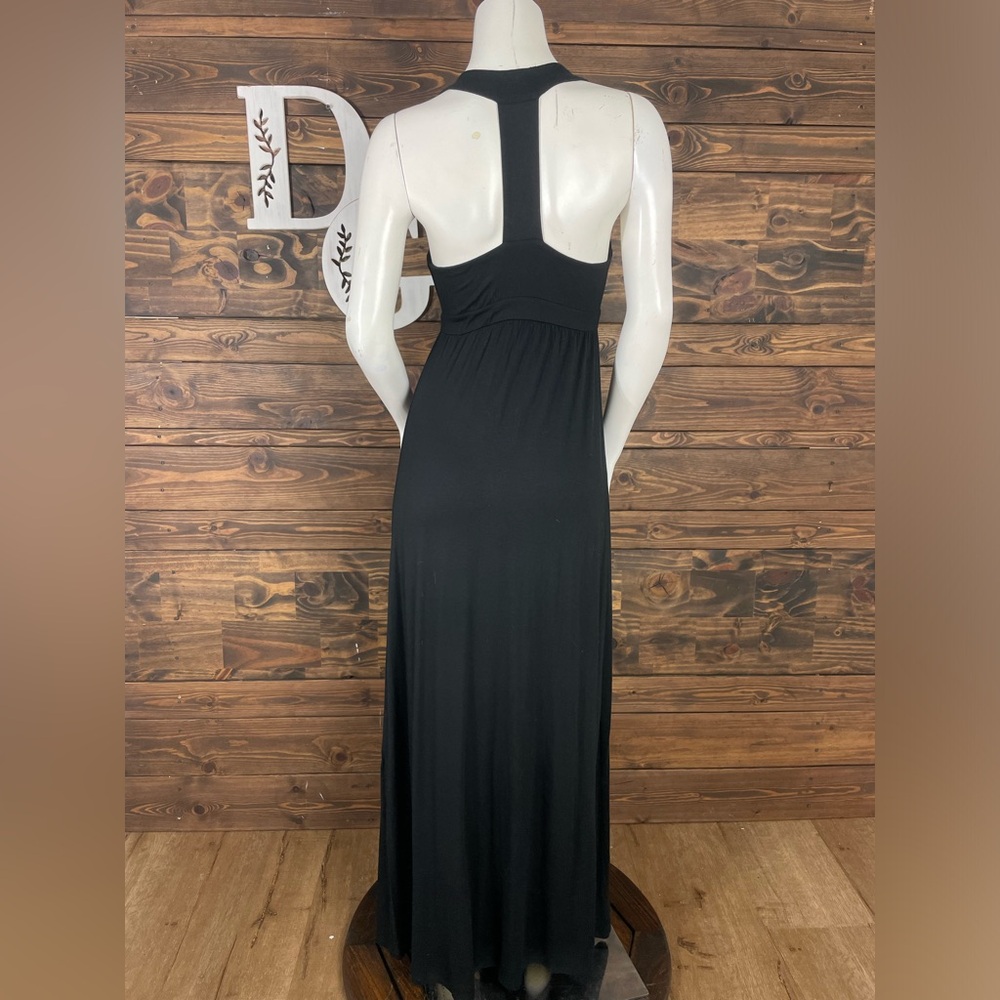 INC International Concepts | Black Maxi Dress Lace Embroidered Split Deep V-Neck - Picture 4 of 6
